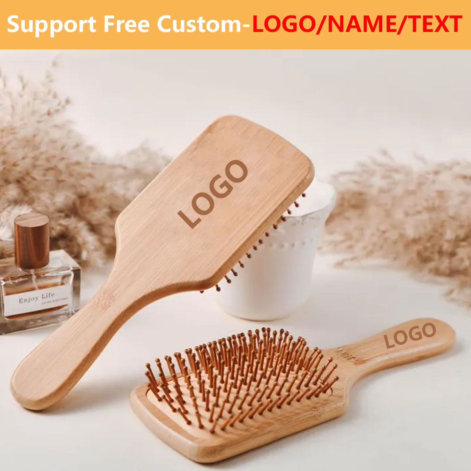 Bamboo Hair Brush - Spersonalizuj niestandardowy drewniany grzebień z poduszką